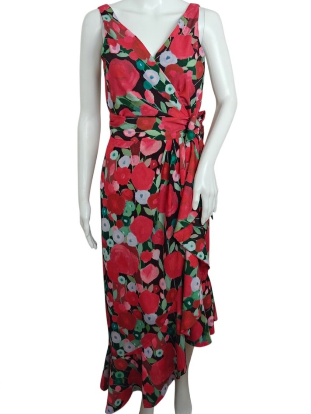Anthropologie: Hutch Pink and Green Floral High Low Dress